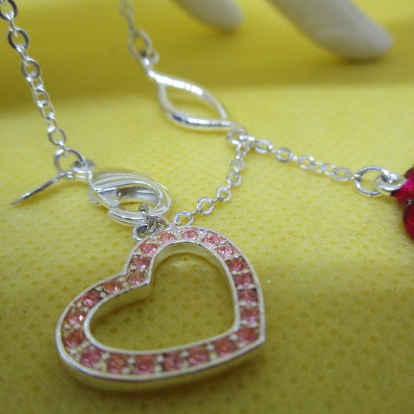 Avon Lips Heart Bracelet Avon Enamel Lips Rhinestone Heart Bracelet Red Enamel - Picture 5 of 13